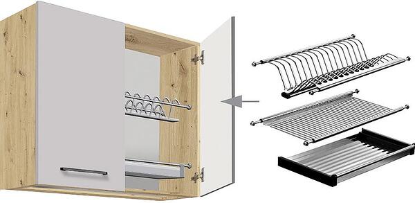 Горен кухненски шкаф с отцедник Инфинити лате гланц с 2 врати 80 см