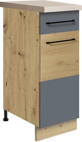 Долен кухненски шкаф Инфинити графит мат и дъб артизан с 1 врата и 1 чекмедже 30 см