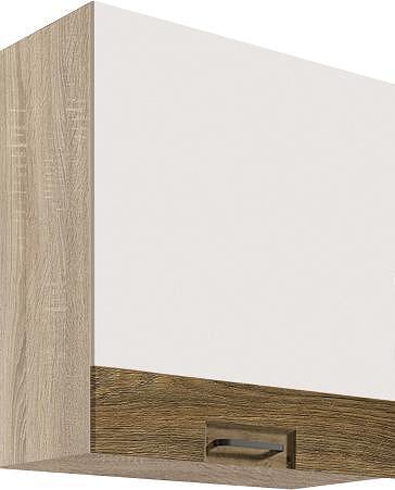 Горен кухненски шкаф Фаворит бял гланц и дъб рибец с 1 врата 60 см