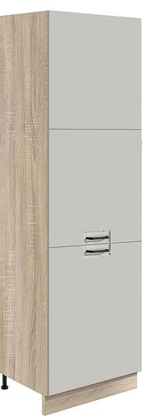 Колонен кухненски шкаф за вграден хладилник Фаворит лате гланц с 2 врати 60 см