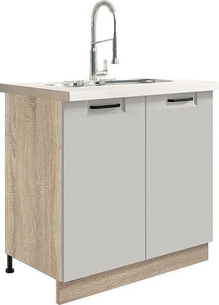 Долен кухненски шкаф за мивка Фаворит лате гланц с 2 врати 80 см