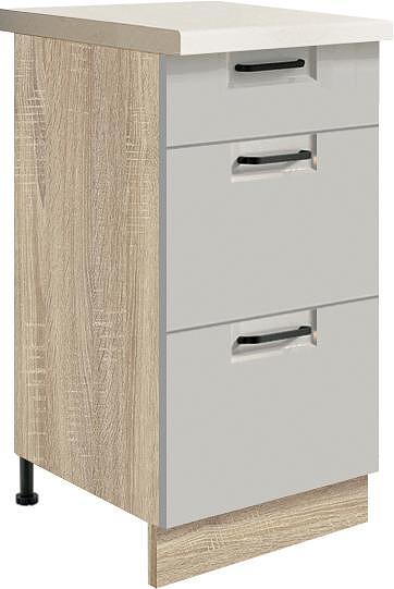 Долен кухненски шкаф Фаворит лате гланц с 3 чекмеджета 40 см