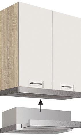 Горен кухненски шкаф за аспиратор Фаворит бял гланц с 2 врати 60 см