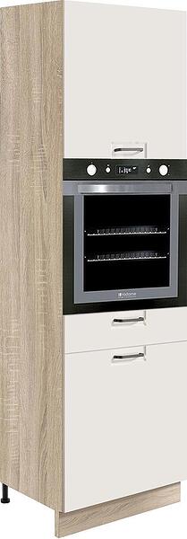 Колонен кухненски шкаф за вградена фурна Фаворит бял гланц с 2 врати и 1 чекмедже 60 см