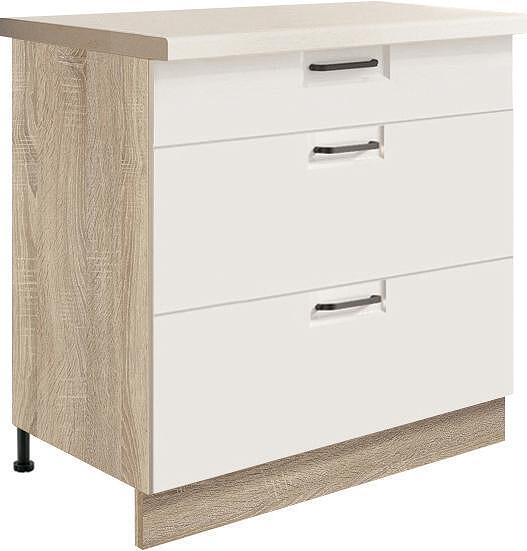 Долен кухненски шкаф Фаворит бял гланц с 3 чекмеджета 80 см