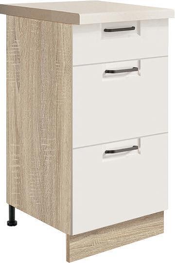 Долен кухненски шкаф Фаворит бял гланц с 3 чекмеджета 40 см