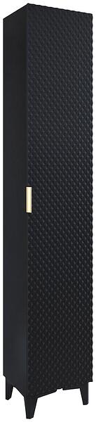 Стенен или стоящ колонен шкаф за баня Лаура с 1 врата релефен черен мат