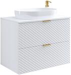 Долен стенен или стоящ шкаф за баня Лаура 80 см с 2 чекмеджета релефен бял мат