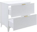 Долен стенен или стоящ шкаф за баня Лаура 80 см с 2 чекмеджета релефен бял мат