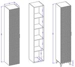 Стенен или стоящ колонен шкаф за баня Лаура с 1 врата релефен бял мат