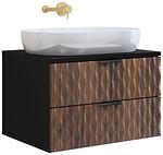 Долен стенен шкаф за баня Ензо 63 см с 2 чекмеджета черен оникс и дъб катания