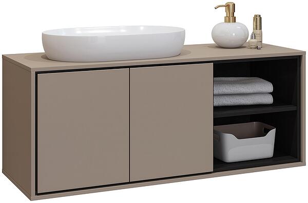 Долен шкаф за умивалник Ирвин 120 см с 2 врати и 2 ниши конго мат и черен оникс