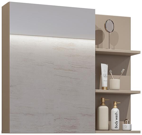 Горен стенен шкаф за баня с огледало Ирвин 78 см с 1 врата конго мат