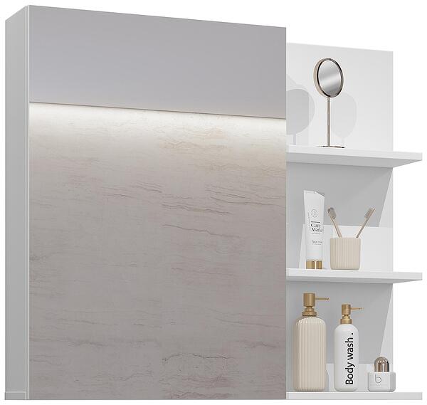 Горен стенен шкаф за баня с огледало Ирвин 78 см с 1 врата бял мат