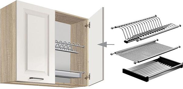 Горен кухненски шкаф с отцедник Смарт бял мат с 2 врати 80 см