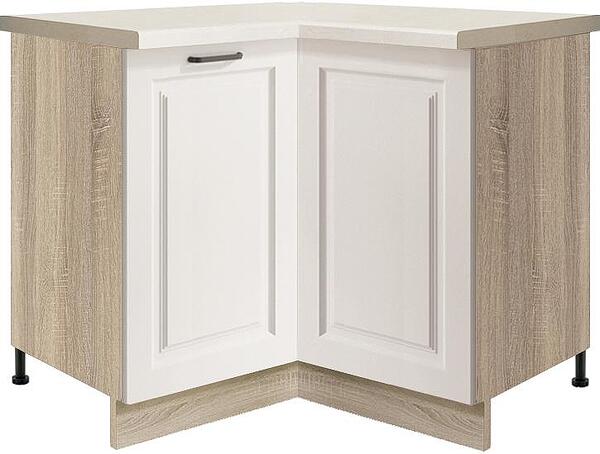 Долен кухненски шкаф Смарт бял мат ъглов с 2 врати 90/90 см