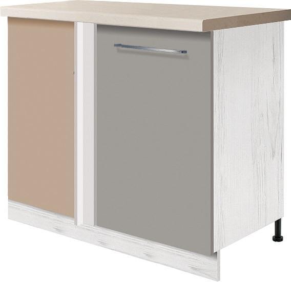 Долен кухненски шкаф Креатива сив гланц ъглов десен с 1 врата и механизъм 60/110 см