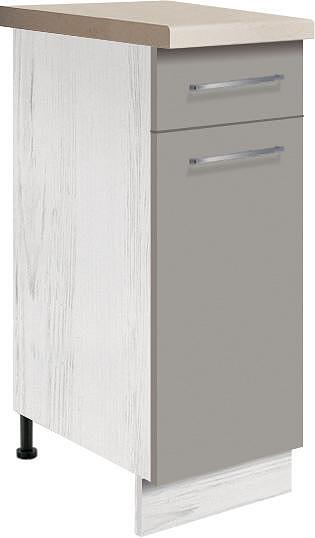 Долен кухненски шкаф Креатива сив гланц с 1 врата и 1 чекмедже 30 см