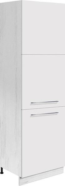 Колонен кухненски шкаф за вграден хладилник Креатива бял гланц с 2 врати 60 см