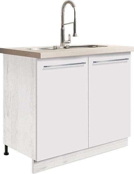 Долен кухненски шкаф за мивка Креатива бял гланц с 2 врати 90 см