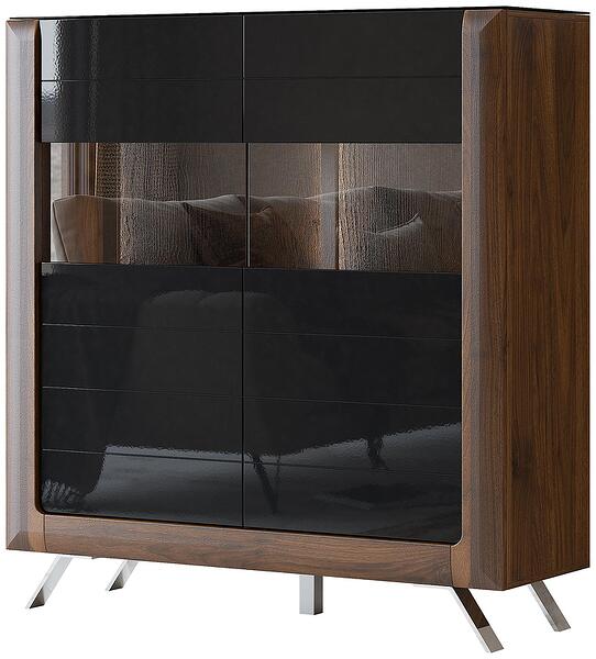 Комод Касаи с 2 врати орех колумбия и черен гланц