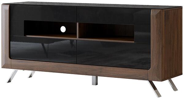 ТВ шкаф Касаи с 2 чекмеджета и 2 ниши орех колумбия и черен гланц