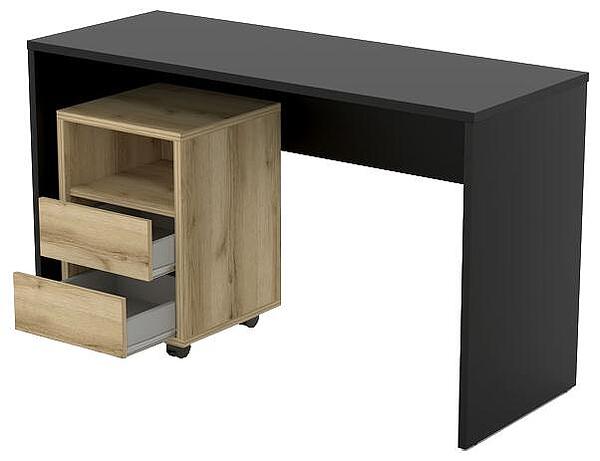 Бюро с контейнер Агапи с 2 чекмеджета и 1 ниша черен оникс и дъб гранд