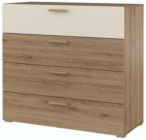 Скрин Вертина с 4 чекмеджета див дъб и пясъчно бежов мат