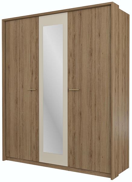 Гардероб Вертина с 3 врати и огледало див дъб и пясъчно бежов мат