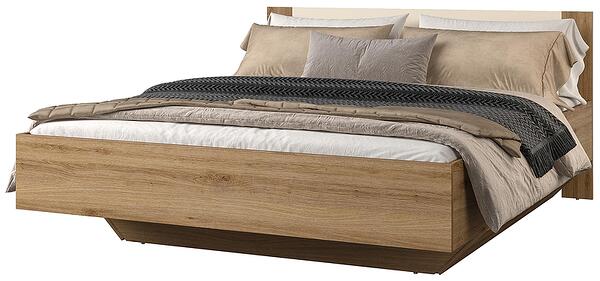 Легло Вертина с повдигащ механизъм за матрак с размер 160/200 или 180/200 см див дъб и пясъчно бежов мат