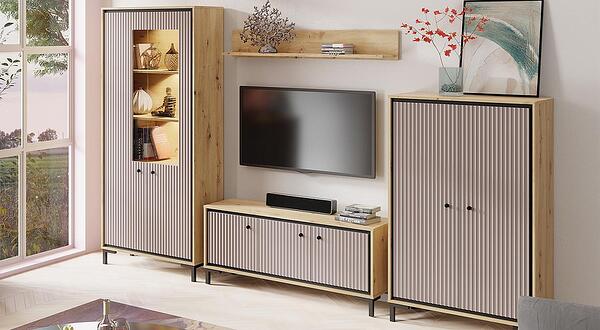 Модулна комбинация Пари А дъб артизан и розов мат