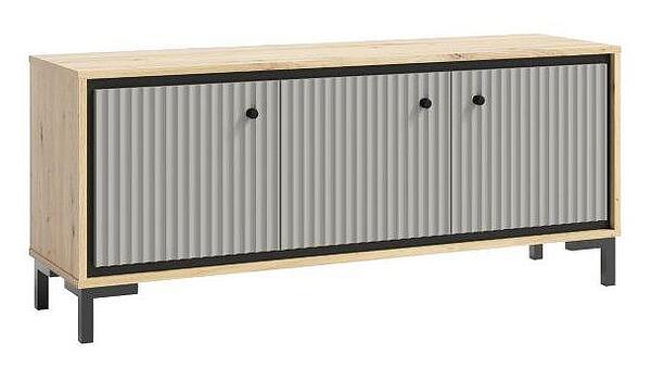 ТВ шкаф Пари с 3 врати дъб артизан и сив мат