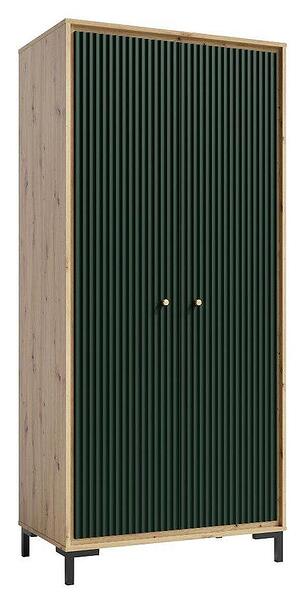Гардероб Пари с 2 врати дъб артизан и тъмно зелен мат