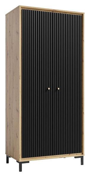 Гардероб Пари с 2 врати дъб артизан и черен мат