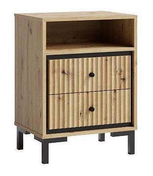 Нощно шкафче Пари с 2 чекмеджета и ниша дъб артизан