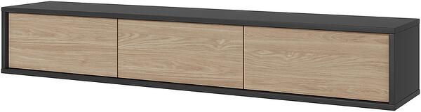 ТВ шкаф Фрида с 3 клапващи врати стоящ или за стенен монтаж антрацит мат и маслен дъб