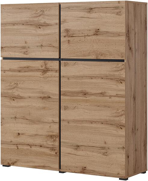 Комод Крос с 4 врати дъб вотан и черен мат