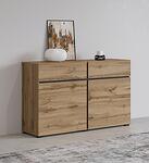 Скрин Крос с 2 врати и 2 чекмеджета дъб вотан и черен мат