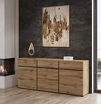 Скрин Крос с 3 врати и 3 чекмеджета дъб вотан и черен мат