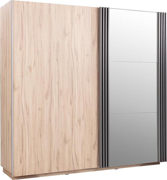 Гардероб Алмо с 2 плъзгащи врати и огледало с дължина 215 см дъб естана и антрацит мат