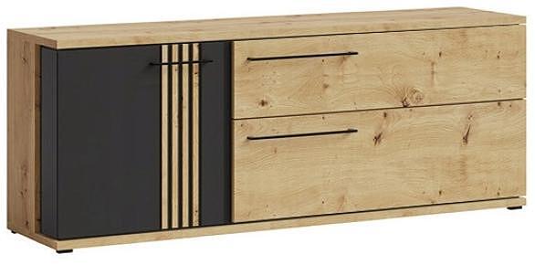 ТВ шкаф Молто с 1 врата и 2 чекмеджета дъб артизан и черен мат