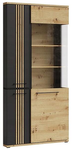 Витрина Молто с 3 врати дъб артизан и черен мат