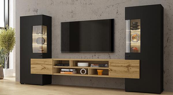 Секция Коби черен оникс и дъб вотан