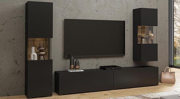 Модулна комбинация Ава II стояща или за стенен монтаж черен оникс и дъб вотан