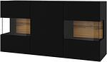 Скрин Ава с 3 врати стоящ или за стенен монтаж черен оникс и дъб вотан