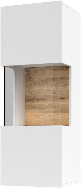 Стенна витрина Ава с 1 лява/дясна врата бял мат и дъб вотан