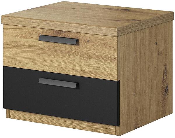 Нощно шкафче Сигма с 2 чекмеджета дъб артизан и черен мат
