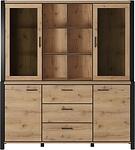 Бюфет Актив с 4 врати, 3 чекмеджета и 6 ниши дъб таурус и черен мат