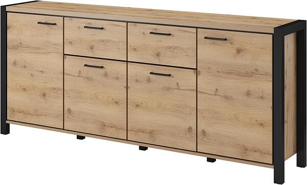 Скрин Актив с 4 врати и 2 чекмеджета дъб таурус и черен мат