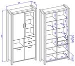Витрина Актив с 4 врати, 2 чекмеджета и 1 ниша дъб таурус и черен мат